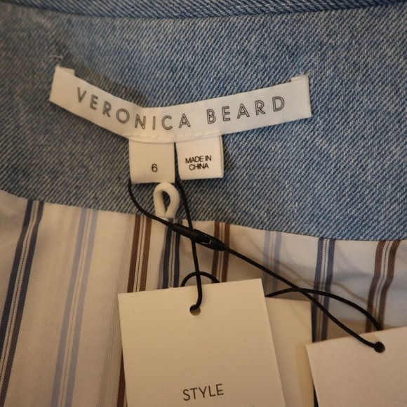 Veronica Beard Miller Dickey Blazer Denim Silver Crest Buttons Jacket Size 6 New - Picture 9 of 11